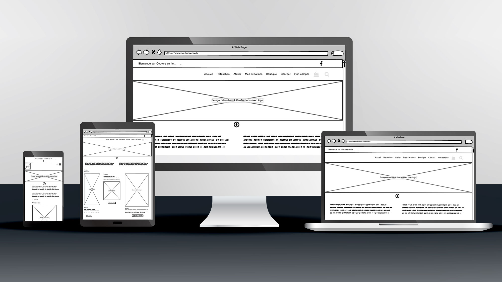 Wireframes "Couture en île"