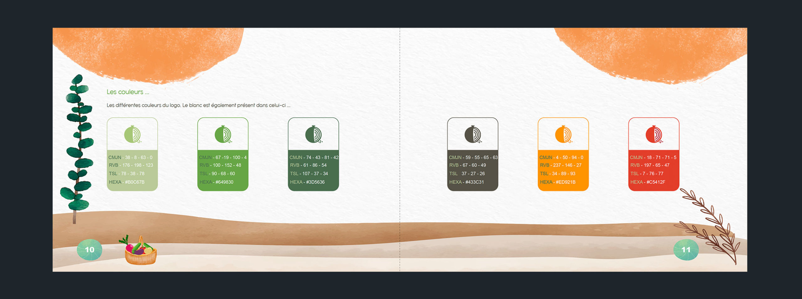 Charte graphique "Les Cagettes de Camille" les couleurs